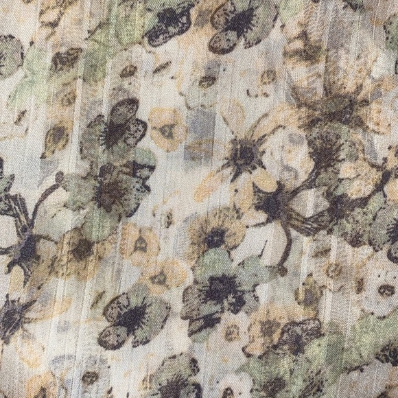 H&M floral semi sheer long raglan sleeve smocked cuff ruffle tie collar size M - Picture 6 of 15